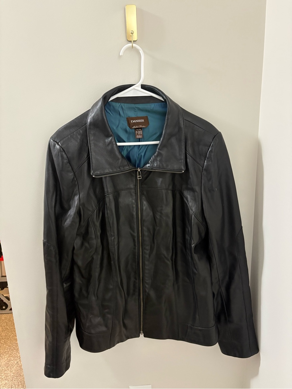 Danier Genuine Leather Black Zip Front Jacket